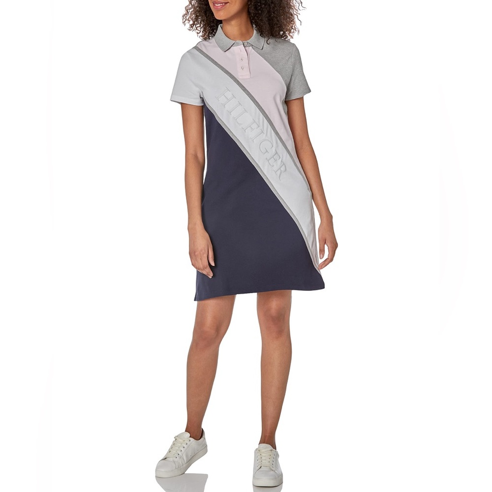 Tommy Hilfiger Women's Navy and Gray Diagonal Dress